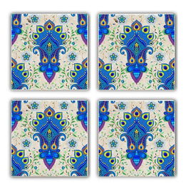 Set suporturi de pahare, Taylor, 366TYR1115, Piatra, 10 x 10 x 1 cm (4 piese), Multicolor