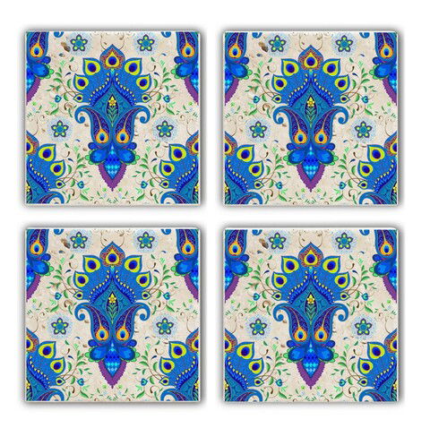 Set suporturi de pahare, Taylor, 366TYR1115, Piatra, 10 x 10 x 1 cm (4 piese), Multicolor