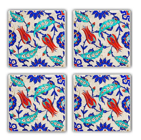 Set suporturi de pahare, Taylor, 366TYR1112, Piatra, 10 x 10 x 1 cm (4 piese), Multicolor