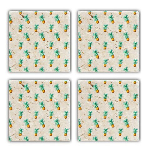 Set suporturi de pahare, Taylor, 366TYR1192, Piatra, 10 x 10 x 1 cm (4 piese), Multicolor