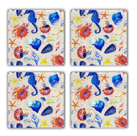 Set suporturi de pahare, Taylor, 366TYR1144, Piatra, 10 x 10 x 1 cm (4 piese), Multicolor