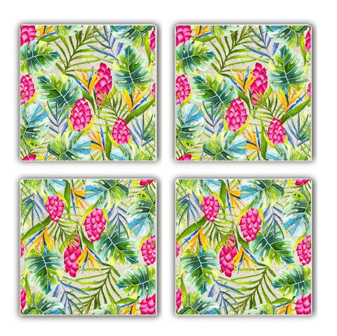 Set suporturi de pahare, Taylor, 366TYR1119, Piatra, 10 x 10 x 1 cm (4 piese), Multicolor