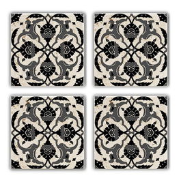 Set suporturi de pahare, Taylor, 366TYR1134, Piatra, 10 x 10 x 1 cm (4 piese), Multicolor