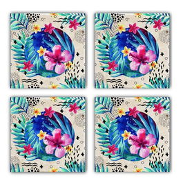 Set suporturi de pahare, Taylor, 366TYR1141, Piatra, 10 x 10 x 1 cm (4 piese), Multicolor