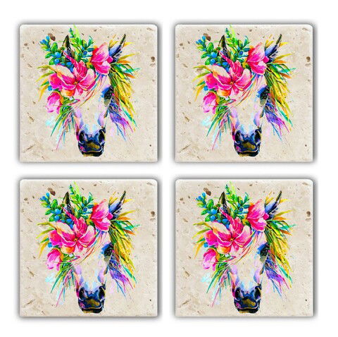 Set suporturi de pahare, Taylor, 366TYR1154, Piatra, 10 x 10 x 1 cm (4 piese), Multicolor