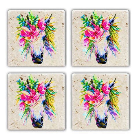 Set suporturi de pahare, Taylor, 366TYR1154, Piatra, 10 x 10 x 1 cm (4 piese), Multicolor