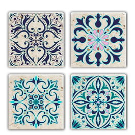 Set suporturi de pahare, Taylor, 366TYR1162, Piatra, 10 x 10 x 1 cm (4 piese), Multicolor