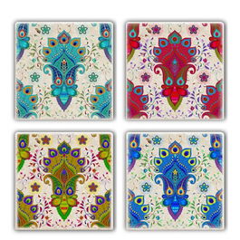 Set suporturi de pahare, Taylor, 366TYR1173, Piatra, 10 x 10 x 1 cm (4 piese), Multicolor