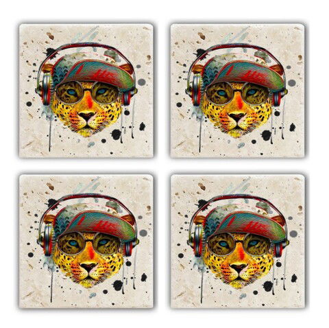 Set suporturi de pahare, Taylor, 366TYR1179, Piatra, 10 x 10 x 1 cm (4 piese), Multicolor