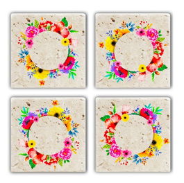 Set suporturi de pahare, Taylor, 366TYR1182, Piatra, 10 x 10 x 1 cm (4 piese), Multicolor