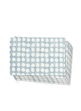 Set suporturi pentru farfurie, Mia, 280TMA1552, Poliester, Alb / Albastru deschis