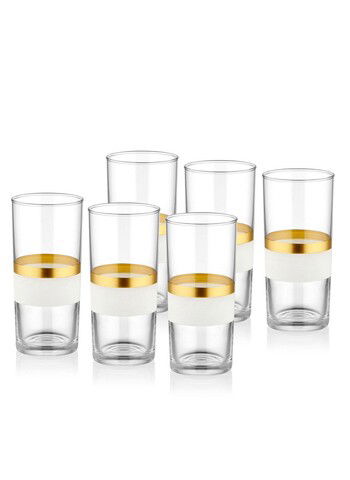 Set pahare, Mia, 742TMA4767, Sticla, Alb/Auriu