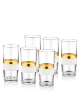 Set pahare, Mia, 742TMA4767, Sticla, Alb/Auriu