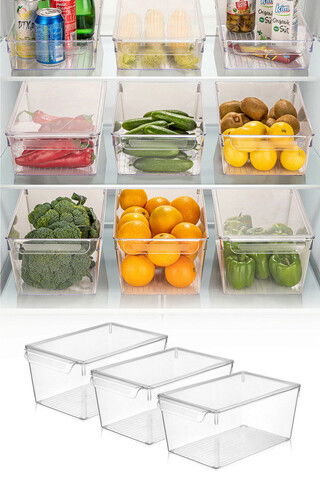 Set organizatoare frigider, Fremont, 964FRM3417, Plastic, Transparent