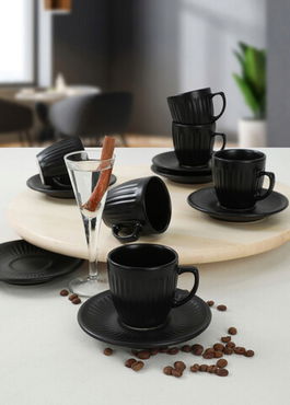 Set cesti de cafea, Keramika, 275KRM1650, Ceramica, Negru mat