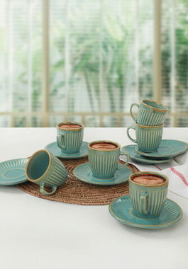 Set cesti de cafea, Keramika, 275KRM1651, Ceramica, Verde Sea