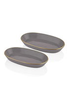 Set platouri pentru servire, Mia, 742TMA3328, Ceramica, Gri