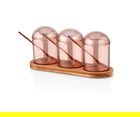 Set recipiente pentru condimente cu suport, Plasberg, 619PLS1156, Plastic, Maro