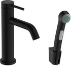 Baterie lavoar Hansgrohe Tecturis S 110 EcoSmart+ cu dus tip bideu pentru igiena intima fara ventil negru mat