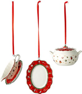 Set 3 decoratiuni brad Villeroy & Boch Toy\'s Delight Decoration Serving alb-rosu