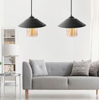 Lustra, FullHouse, 390FLH1582, Abajur din sticla acrilica, Negru / Miere