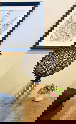 Lampa de masa, FullHouse, 390FLH1721, Metal, Negru / Natural