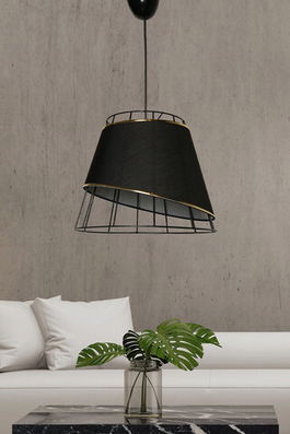 Lustra, FullHouse, 390FLH1666, Metal, Negru/Auriu