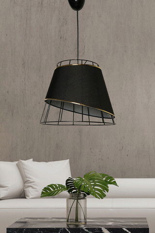 Lustra, FullHouse, 390FLH1666, Metal, Negru/Auriu