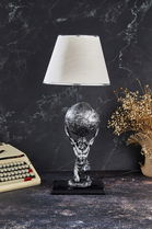 Lampa de masa, FullHouse, 390FLH1944, Baza din lemn, Argintiu / Bej