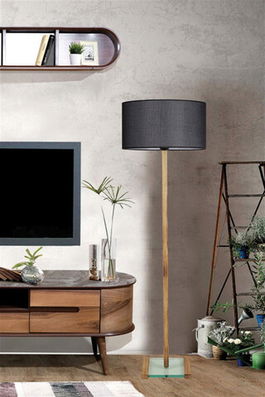 Lampadar, Luin, 534LUN4432, Lemn de brad, Stejar / Negru
