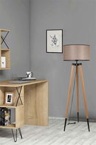 Lampadar, Luin, 534LUN4408, Corp din carpen, Bej / Stejar / Negru