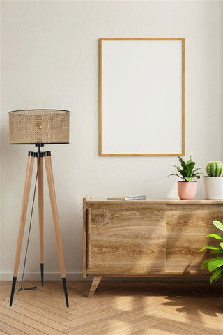 Lampadar, Luin, 534LUN4404, Corp din carpen, Bej / Stejar / Negru