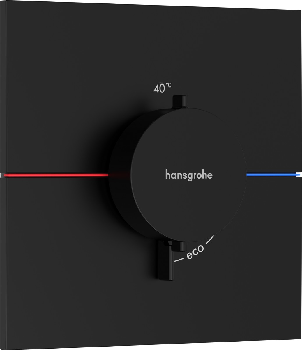 Baterie dus termostatata Hansgrohe ShowerSelect Comfort E cu montaj incastrat necesita corp ingropat negru mat