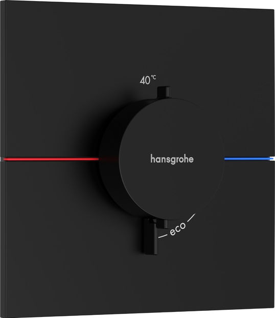 Baterie dus termostatata Hansgrohe ShowerSelect Comfort E cu montaj incastrat necesita corp ingropat negru mat