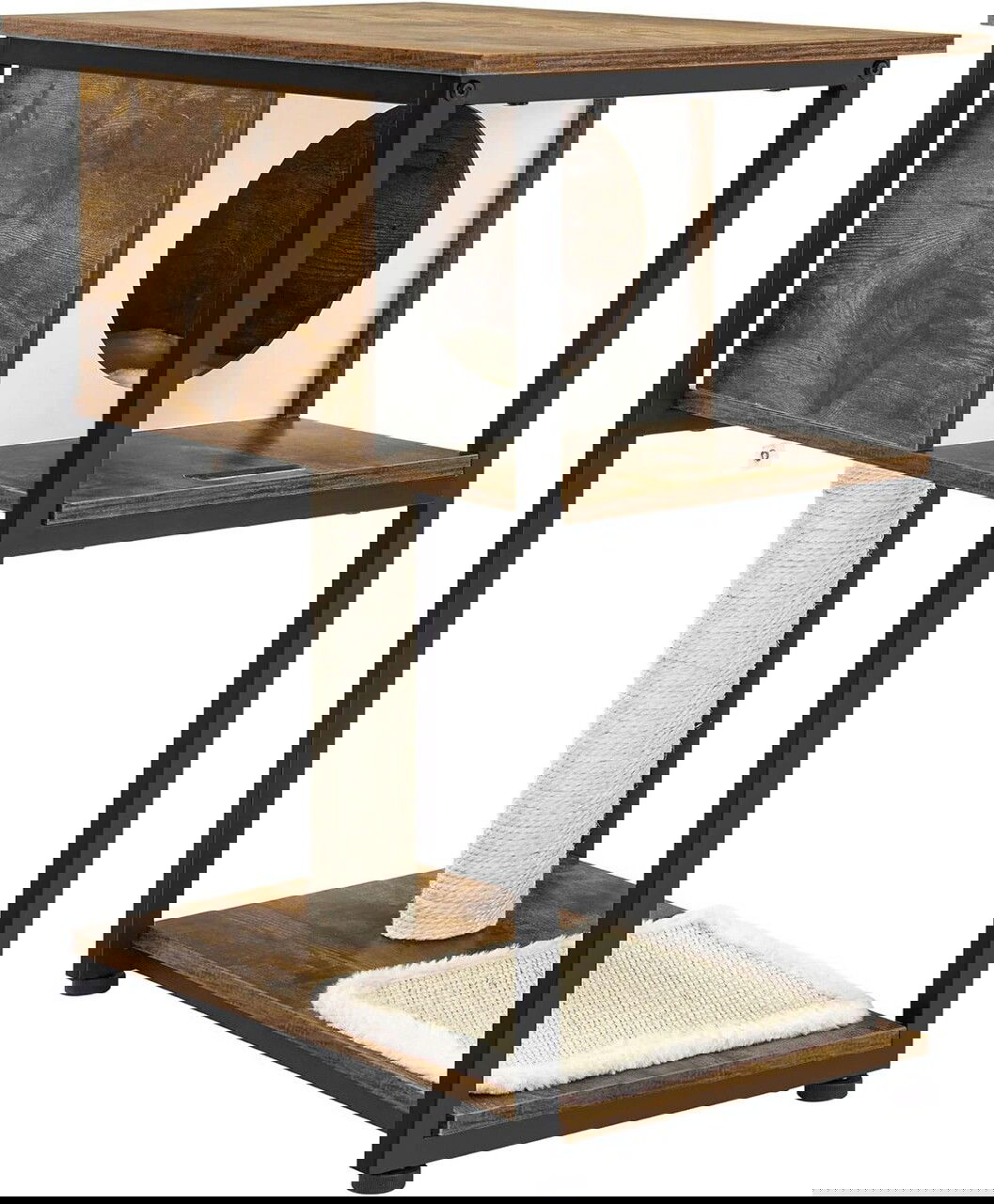 Masuta de cafea cu stalp de zgariat pentru pisici, Feandrea, 59 x 36 x 66 cm, PAL/sisal