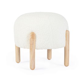 Taburet Dayla, Bizzotto, Ø45 x 38 cm, arbore de cauciuc/poliester Boucle, alb
