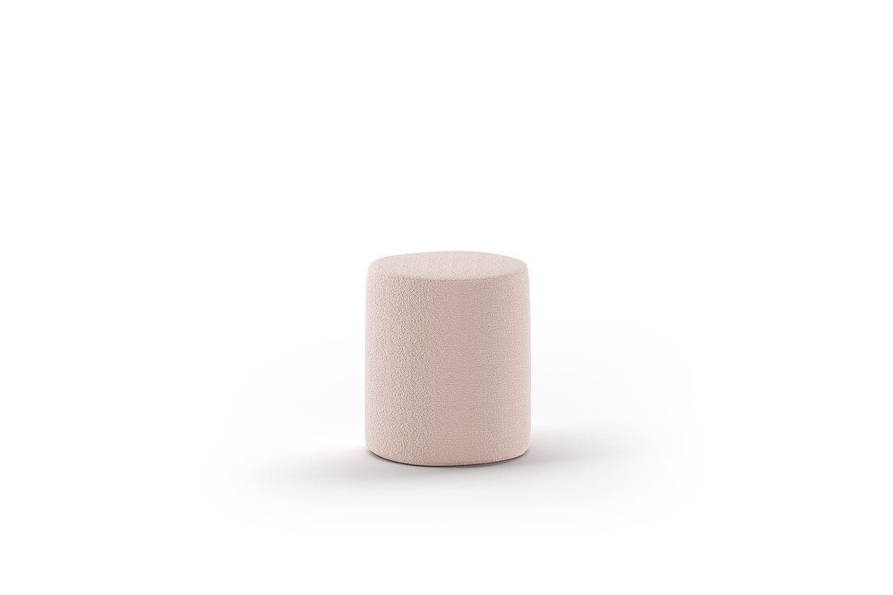 Taburet pentru copii, tapitat cu stofa boucle, Moon Roz, Ø41xH41,5 cm