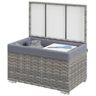 Outsunny Cutie de Depozitare pentru Exterior, Cutie pentru Terasa din Ratan, pentru Interior/Exterior, Piscina, Jucarii, Unelte de Gradina, Gri