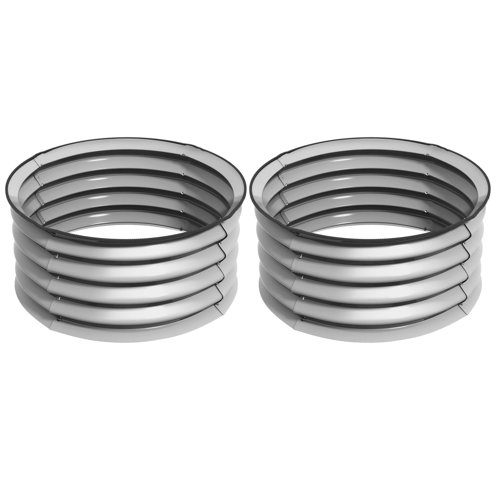 Outsunny Set de 2 Paturi Inaltate pentru Gradina, Jardiniera Inaltata pentru Exterior cu Margine de Protectie, pentru Cresterea Florilor si Legumelor