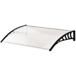 Outsunny Copertina curbata cu suruburi si buloane incluse, copertina pentru exterior cu panouri din policarbonat, PP si aluminiu, 122x89x24 cm, negru si transparent