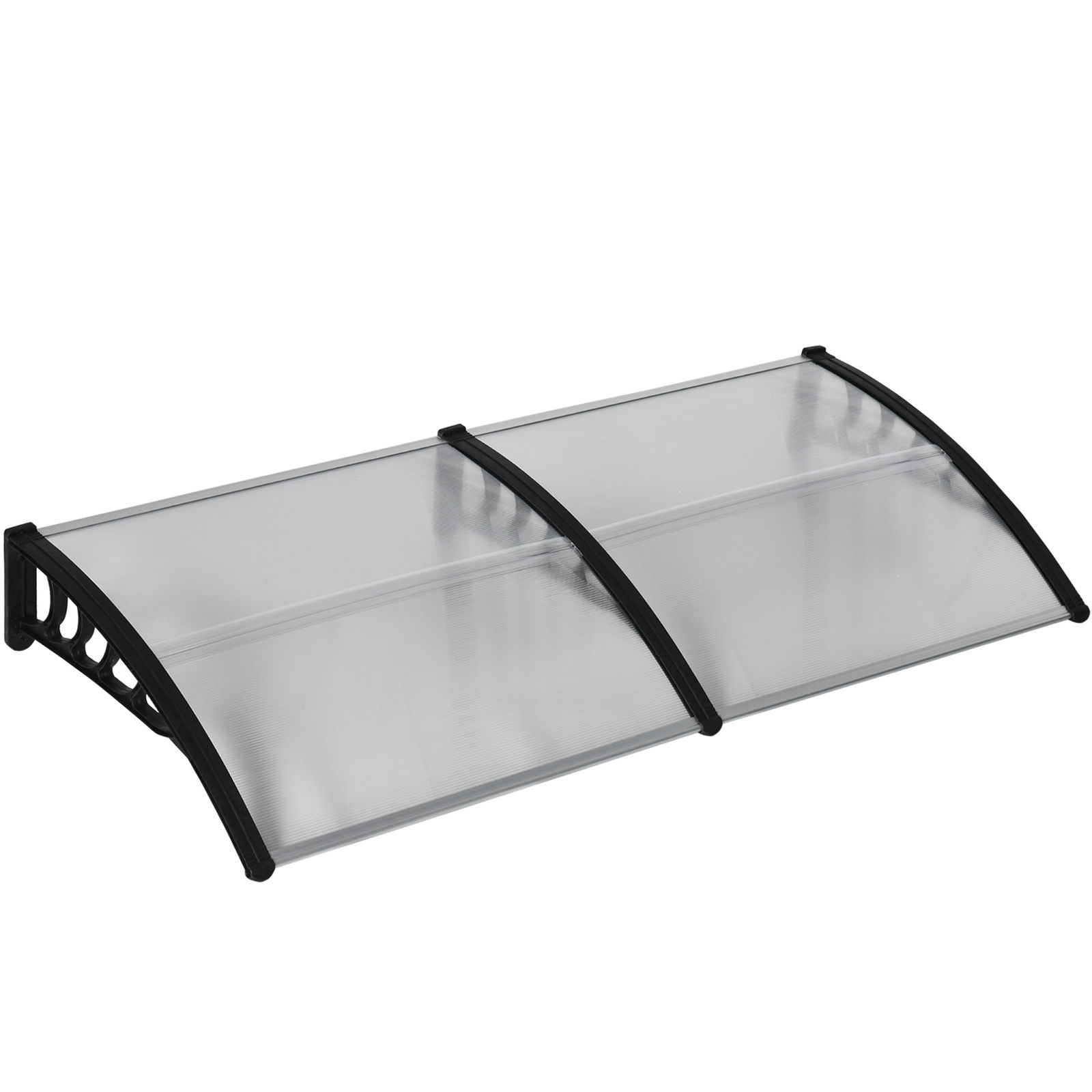 Outsunny Copertina moderna din policarbonat si aluminiu pentru balcoane, ferestre si usi, copertina pentru exterior cu suport din PP, 200x96x27 cm, negru si transparent