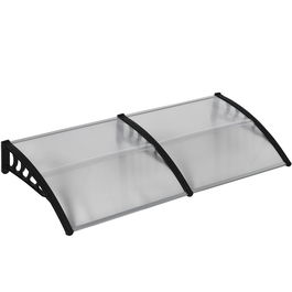 Outsunny Copertina moderna din policarbonat si aluminiu pentru balcoane, ferestre si usi, copertina pentru exterior cu suport din PP, 200x96x27 cm, negru si transparent