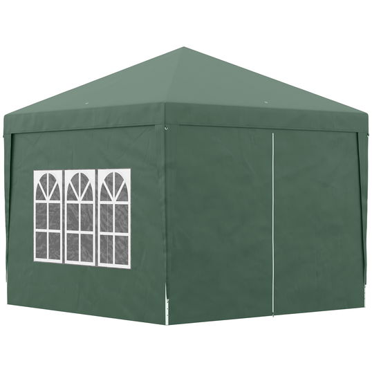 Outsunny Cort impermeabil 3x3 m pentru gradina, cort cu panouri laterale pliabile din otel si copertina din material Oxford, Verde