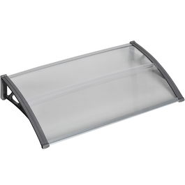 Outsunny Copertina moderna din policarbonat si aluminiu pentru balcoane, ferestre si usi, copertina pentru exterior cu suport din PP, 110x60x18 cm, gri si transparent