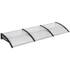 Outsunny Copertina moderna din policarbonat si aluminiu pentru balcoane, ferestre si usi, copertina pentru exterior cu suport din PP, 303x96x27 cm, negru si transparent