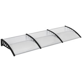 Outsunny Copertina moderna din policarbonat si aluminiu pentru balcoane, ferestre si usi, copertina pentru exterior cu suport din PP, 303x96x27 cm, negru si transparent