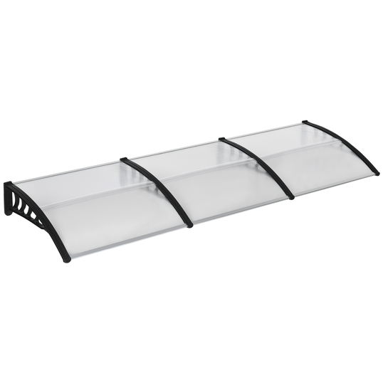 Outsunny Copertina moderna din policarbonat si aluminiu pentru balcoane, ferestre si usi, copertina pentru exterior cu suport din PP, 303x96x27 cm, negru si transparent