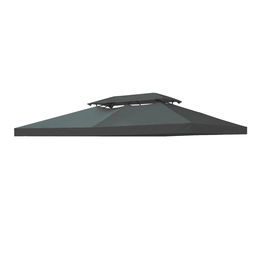 Outsunny Copertina pentru cort 4x3 m cu 2 niveluri, copertina pentru cort din poliester anti-UV cu chingi din Velcro si 10 orificii de scurgere, gri antracit