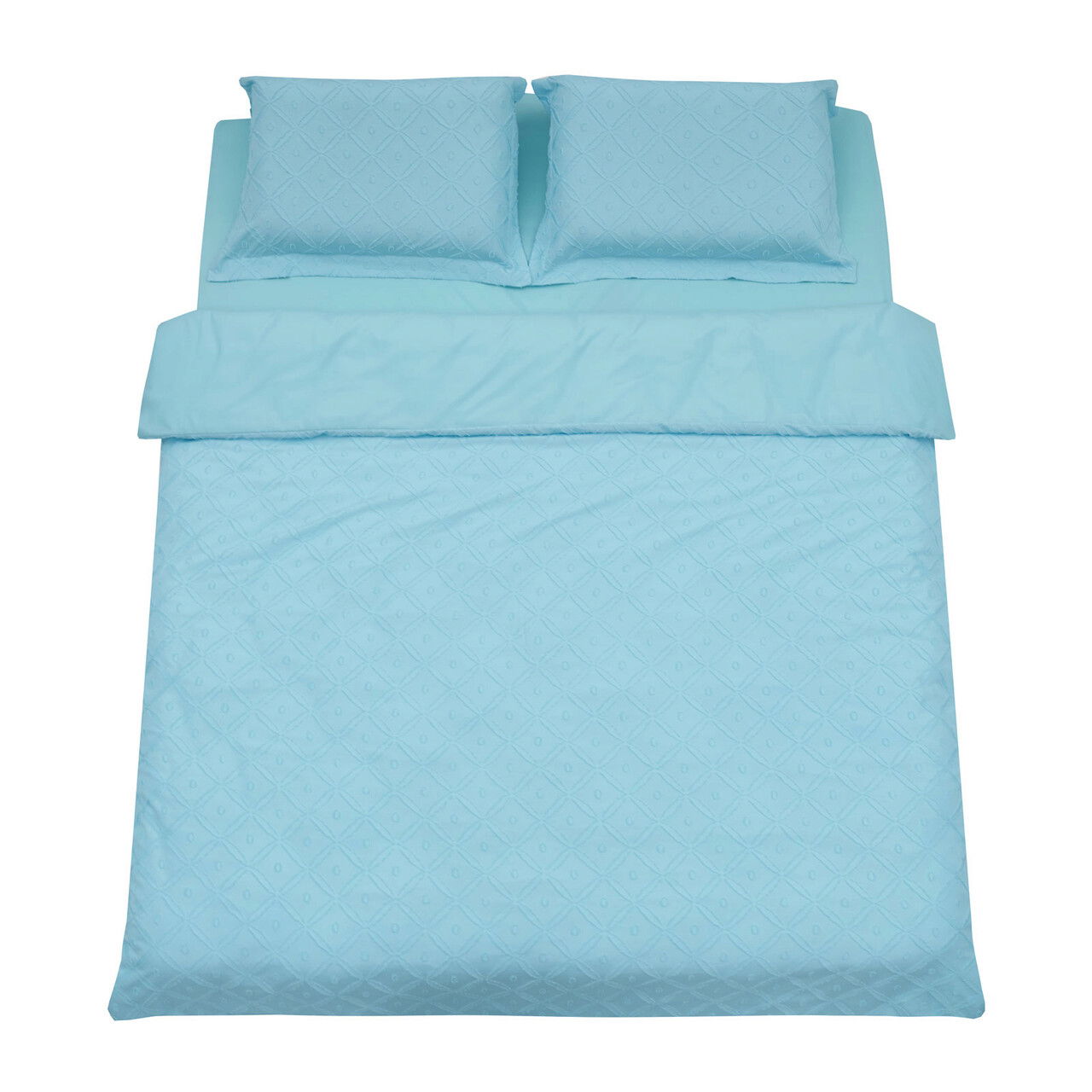 Lenjerie de pat dubla King Size cu broderie Tuffata, Heinner Home, 220x240 cm, microfibra 100 GSM, albastru