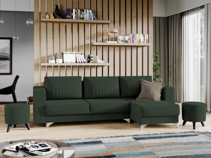 Coltar Extensibil Granies cu Lada de Depozitare, Sezlong pe Dreapta, l260xA160xH87 cm